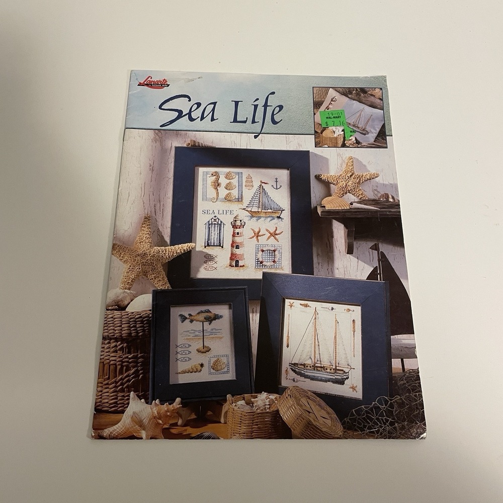 Lanarte SEA LIFE 2001 Cross Stitch Pattern Booklet Nautical Shells Sea Birds VTG